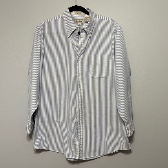L.L. Bean Other - L.L. Bean Men’s White and Blue Striped Button-Down Shirt
